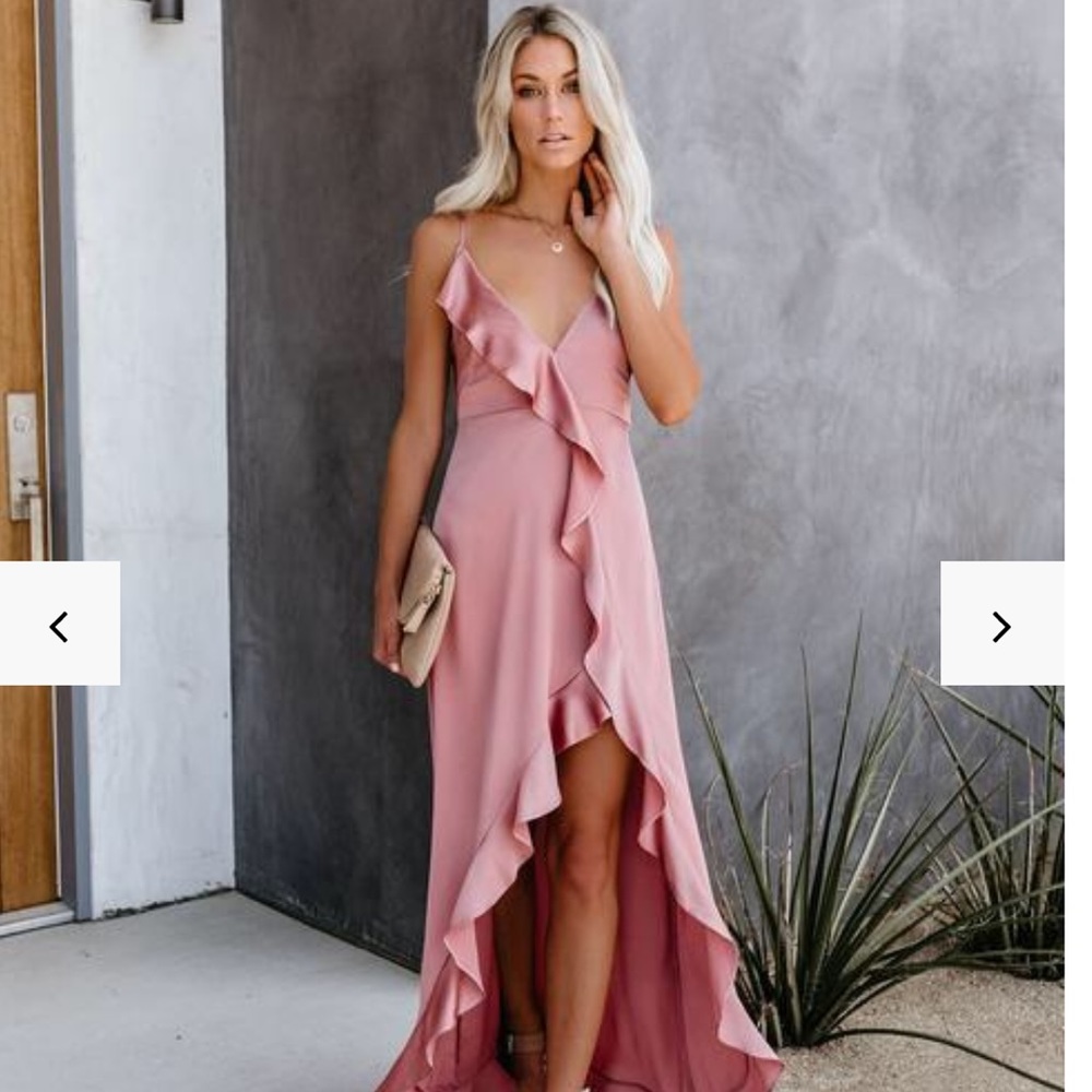 VICI Best Guest Satin Ruffle Dress, Small, mauve.